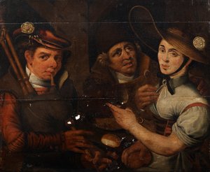 Doedelzakspeler en Meisje door Unbekannt Unbekannt